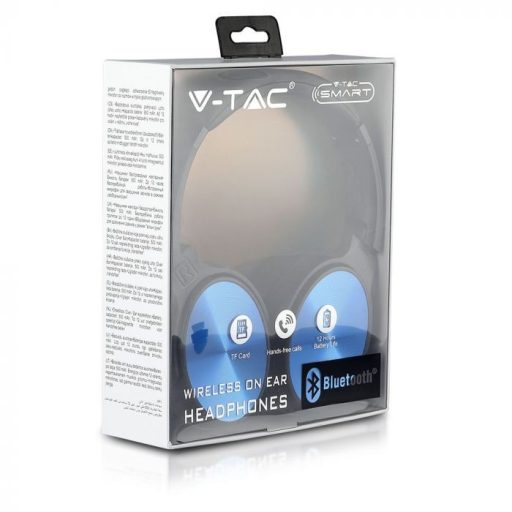 V-TAC Bluetoothos vezeték nélküli fejhallgató forgatható fej 500mAh kék - 7728