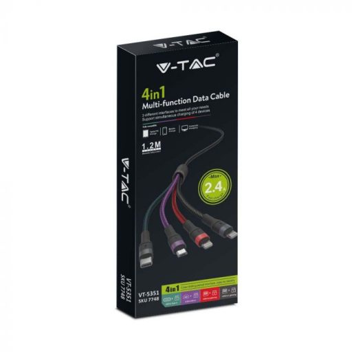 V-TAC 1,2M 4 az 1-ben USB kábel - 7748