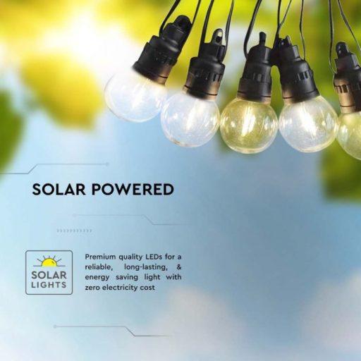 V-TAC Napelemes (solar) Fényfüzér 12M - 10x0.5W 3000K gömb  - 7804