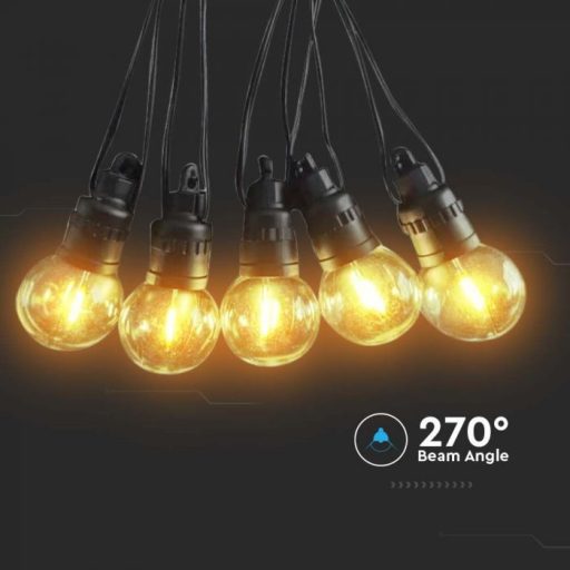 V-TAC Napelemes (solar) Fényfüzér 12M - 10x0.5W 3000K gömb  - 7804