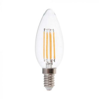  V-TAC Átlátszó LED izzó filament COG  E14 5.5W 3000K gyertya - 7806