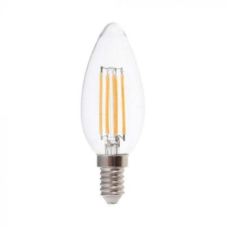   V-TAC Átlátszó LED izzó filament COG  E14 C35 5.5W 4000K gyertya dimmelhető - 7807