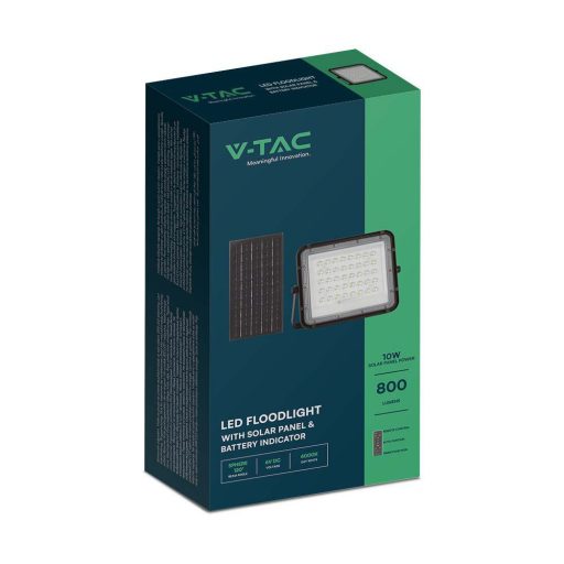 V-TAC 10W LED napelemes (SOLAR) reflektor távirányítóval 120° 6400K fekete házas  - 7823