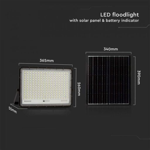 V-TAC 30W LED napelemes (SOLAR) reflektor távirányítóval 120° 4000K fekete házas  - 7830