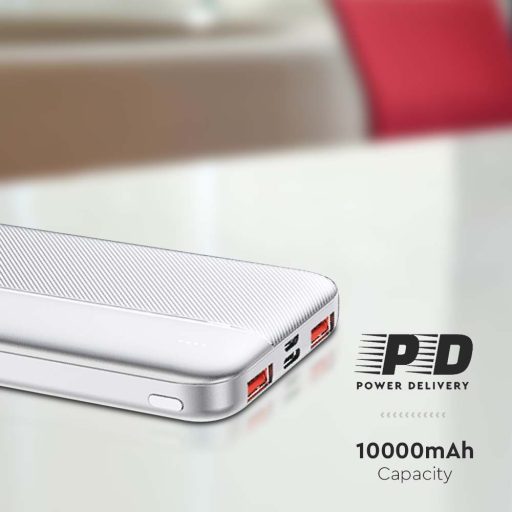 V-TAC Powerbank (hordozható töltő) 10000mAh fehér - 7832