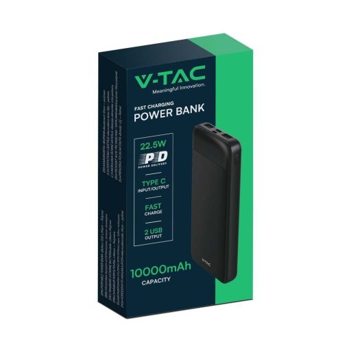 V-TAC Powerbank (hordozható töltő) 10000mAh fekete - 7833