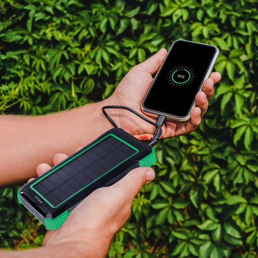 V-TAC Vezetéknélküli Powerbank (hordozható Solar töltő) 10000mAh fehér - 7835