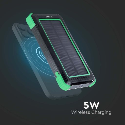 V-TAC Vezetéknélküli Powerbank (hordozható Solar töltő) 10000mAh fehér - 7835