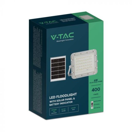 V-TAC 8W LED napelemes (SOLAR) reflektor távirányítóval 120°4000K fehér házas  - 7842