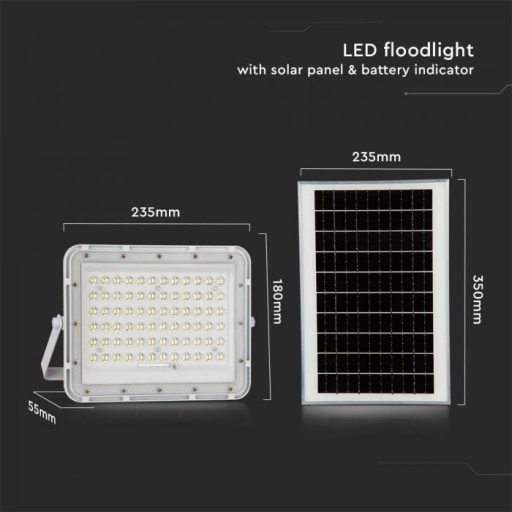V-TAC 15W LED napelemes (SOLAR) reflektor távirányítóval 120°4000K fehér házas  - 7844