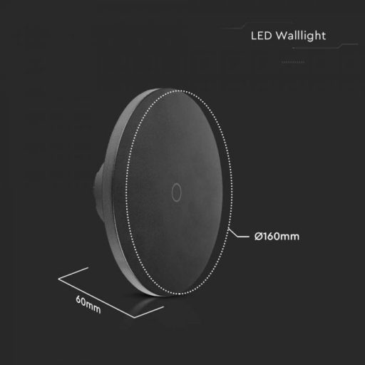 V-TAC 12W led indirekt fali lámpatest kerek, fekete, dimmelhető, 3 az 1-ben - IP65 - 7853