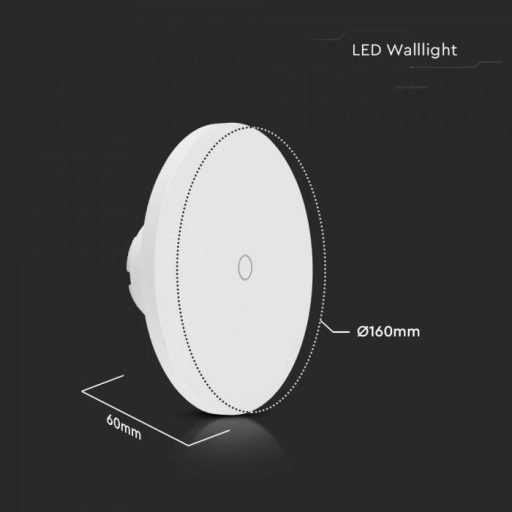 V-TAC 12W led indirekt fali lámpatest kerek, fehér, dimmelhető, 3 az 1-ben - IP65 - 7854