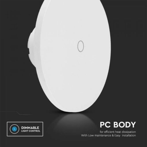 V-TAC 12W led indirekt fali lámpatest kerek, fehér, dimmelhető, 3 az 1-ben - IP65 - 7854