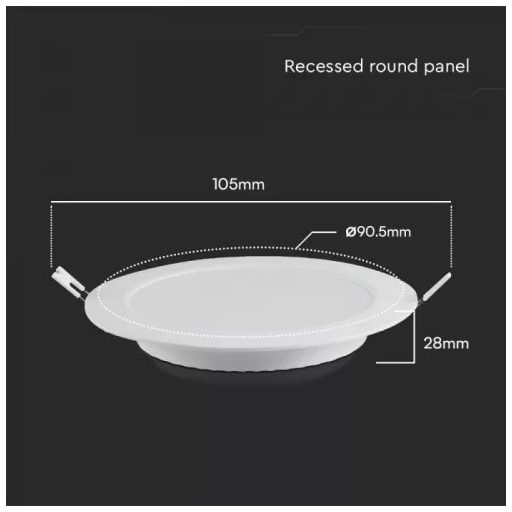 V-TAC Süllyeszthető kör alakú MINI LED panel 3W 3000K - 7855