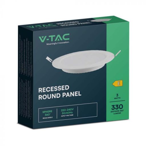 V-TAC Süllyeszthető kör alakú MINI LED panel 3W 4000K - 7856