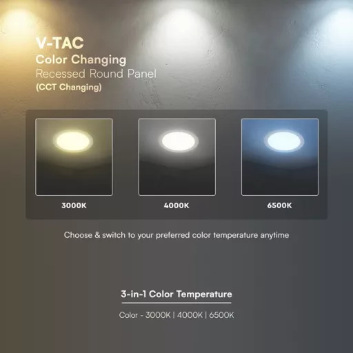 V-TAC Süllyeszthető kör alakú MINI LED panel 6W CCT 3in1 (Cree Chip) - 78586