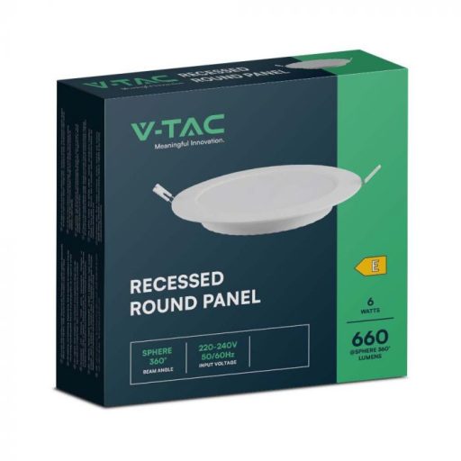 V-TAC Süllyeszthető kör alakú MINI LED panel 6W 4000K - 7859