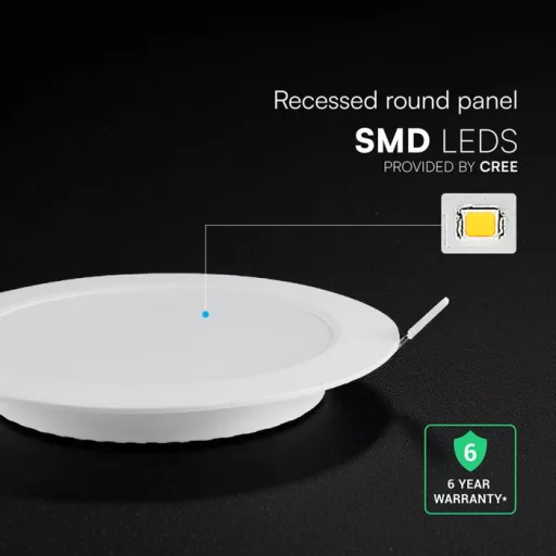 V-TAC Süllyeszthető kör alakú  MINI LED panel 12W CCT 3in1 (Cree Chip) - 78616