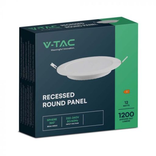 V-TAC Süllyeszthető kör alakú  MINI LED panel 12W 4000K - 7862