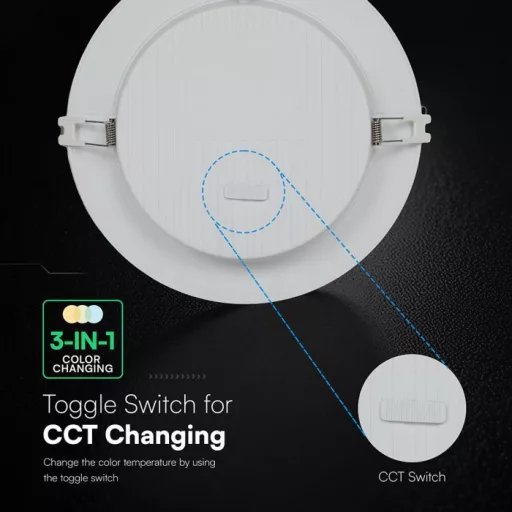 V-TAC Süllyeszthető kör alakú MINI LED panel 18W CCT 3in1 (Cree Chip) - 78646