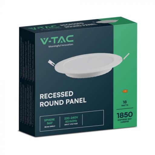 V-TAC Süllyeszthető kör alakú MINI LED panel 18W 4000K - 7865