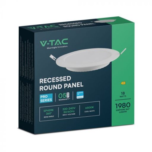 V-TAC Süllyeszthető kör alakú MINI LED panel 18W 6500K (SAMSUNG CHIP) - 78661