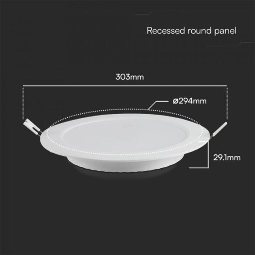 V-TAC Süllyeszthető kör alakú MINI LED panel 24W 6500K (SAMSUNG CHIP) - 78691
