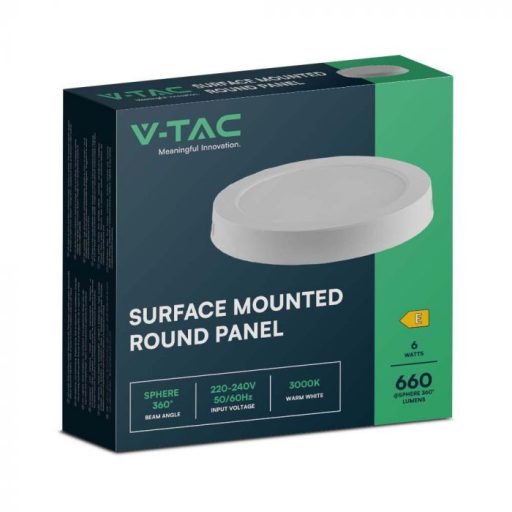 V-TAC Falon kívüli kör alakú LED panel 6W 3000K - 7870
