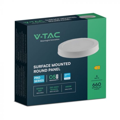 V-TAC Falon kívüli kör alakú LED panel 6W 6500K (SAMSUNG CHIP) - 78721