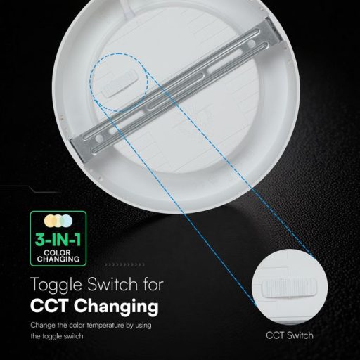 V-TAC Falon kívüli kör alakú LED panel 18W CCT 3in1 (Cree Chip) - 78766