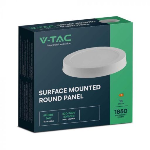 V-TAC Falon kívüli kör alakú LED panel 18W 3000K - 7876