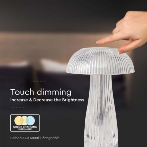 V-TAC 1W LED Tölthető Asztali lámpa - 1800mAh - átlátszó - 7894