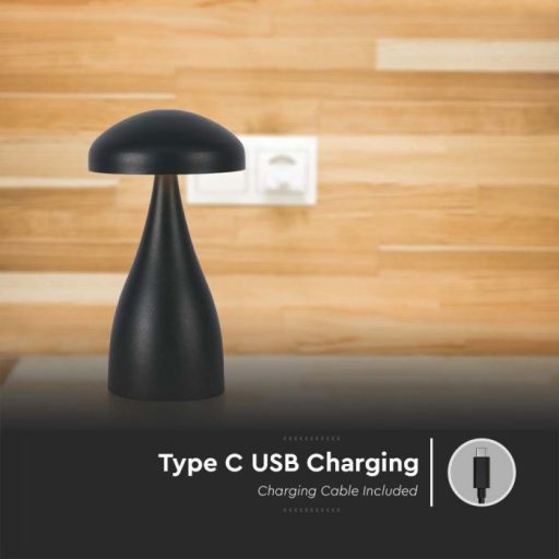 V-TAC 1W LED Tölthető Asztali lámpa - 1800mAh - fekete - 7895