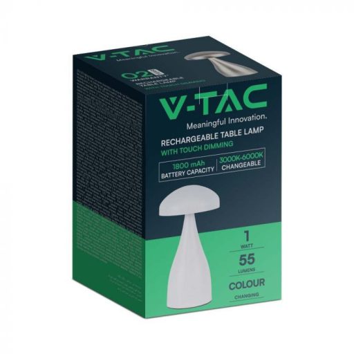 V-TAC 1W LED Tölthető Asztali lámpa - 1800mAh - fehér - 7896