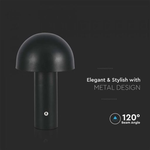 V-TAC 3W LED Tölthető Asztali lámpa - 1800mAh - fekete - 7898