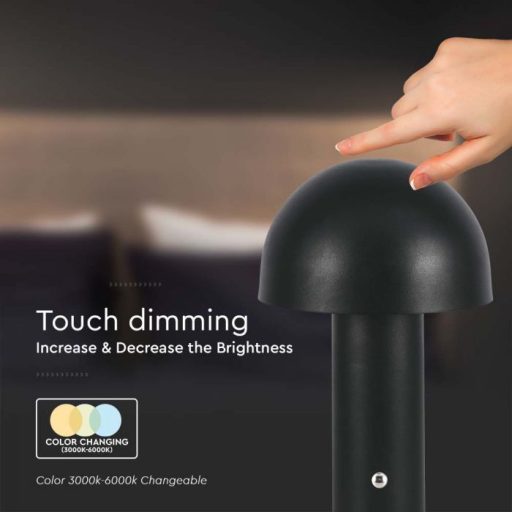 V-TAC 3W LED Tölthető Asztali lámpa - 1800mAh - fekete - 7898
