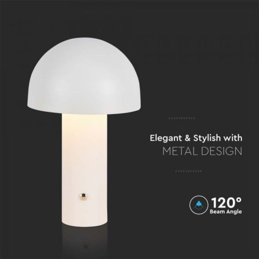 V-TAC 3W LED Tölthető Asztali lámpa - 1800mAh - fehér - 7899