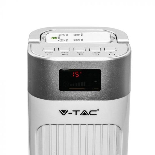 V-TAC 55W Torony ventilátor hőmérséklet kijelzővel és távirányítóval fehér színű - 7900