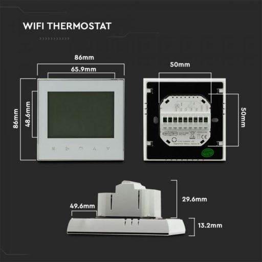 V-TAC Smart WIFI digitális hűtő-fűtő termosztát - 2 csöves rendszerhez - 7908
