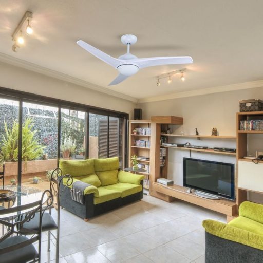 V-TAC 35W Mennyezeti ventilátor 3 az 1-ben 15W Beépített LED világítással RF vezérléssel 3db lapáttal - fehér - 7919