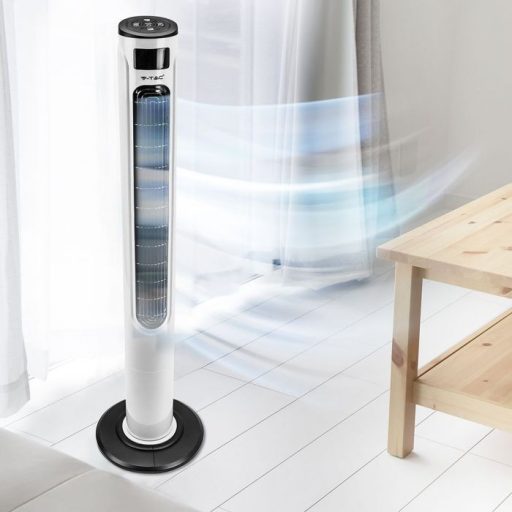 V-TAC 55W Torony ventilátor hőmérséklet kijelzővel Amazon Alexa és Google Home kompatibilis - fehér - 7927