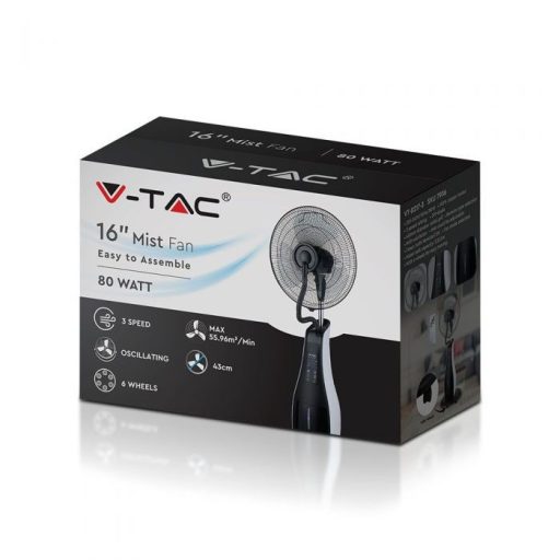 V-TAC 80W Álló guruló párásító ventilátor távirányítóval - fekete- 7936