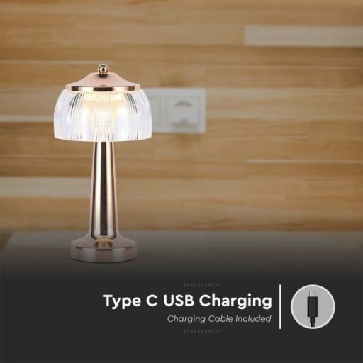 V-TAC 1W LED Tölthető Asztali lámpa - 1800mAh - arany - 7938