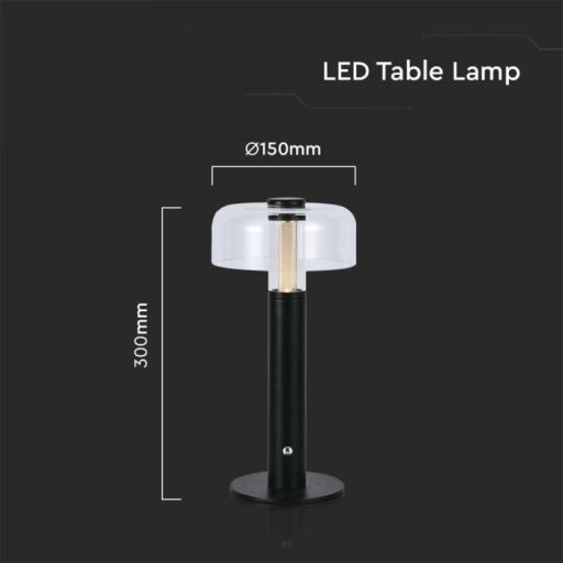 V-TAC 1W LED Tölthető Asztali lámpa - 1800mAh - fekete - 7940