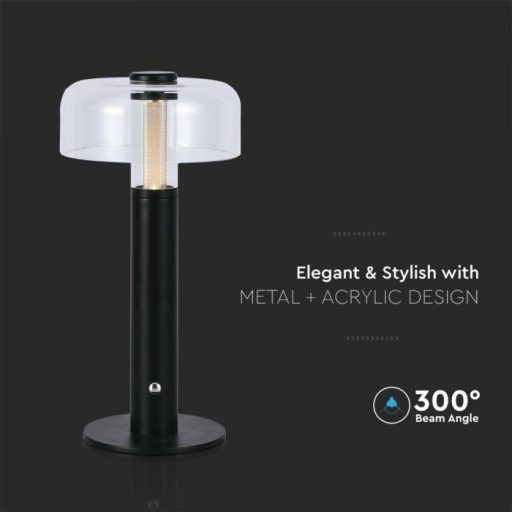 V-TAC 1W LED Tölthető Asztali lámpa - 1800mAh - fekete - 7940