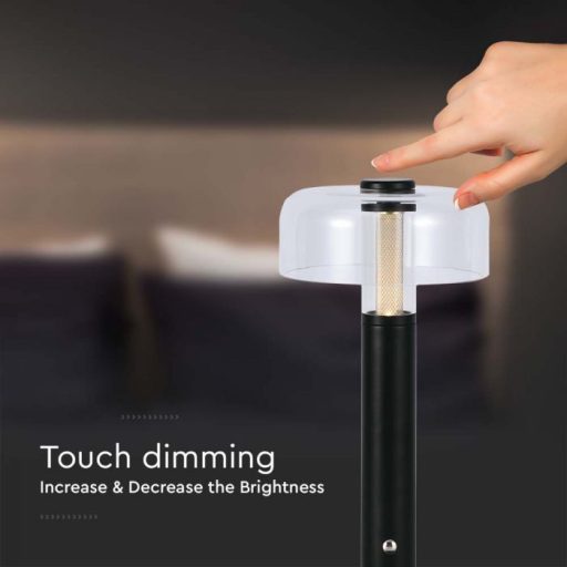 V-TAC 1W LED Tölthető Asztali lámpa - 1800mAh - fekete - 7940