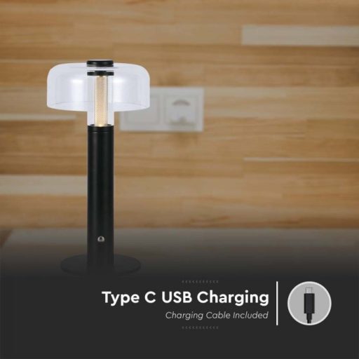 V-TAC 1W LED Tölthető Asztali lámpa - 1800mAh - fekete - 7940