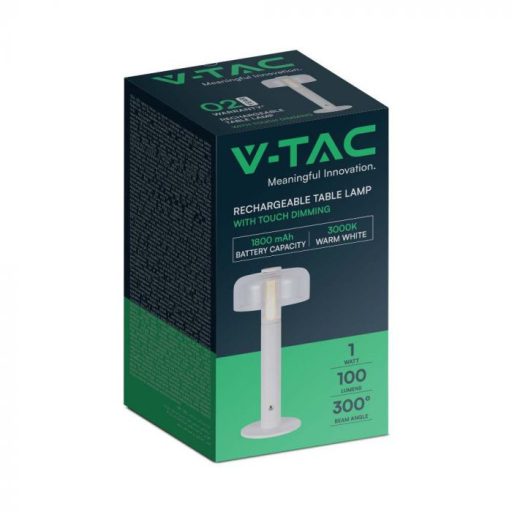 V-TAC 1W LED Tölthető Asztali lámpa - 1800mAh - fehér - 7941
