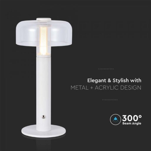 V-TAC 1W LED Tölthető Asztali lámpa - 1800mAh - fehér - 7941