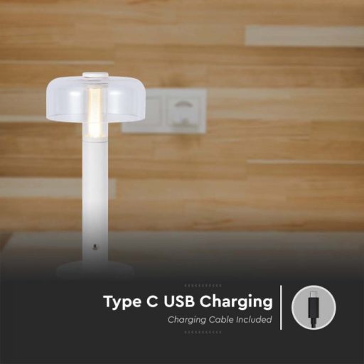 V-TAC 1W LED Tölthető Asztali lámpa - 1800mAh - fehér - 7941